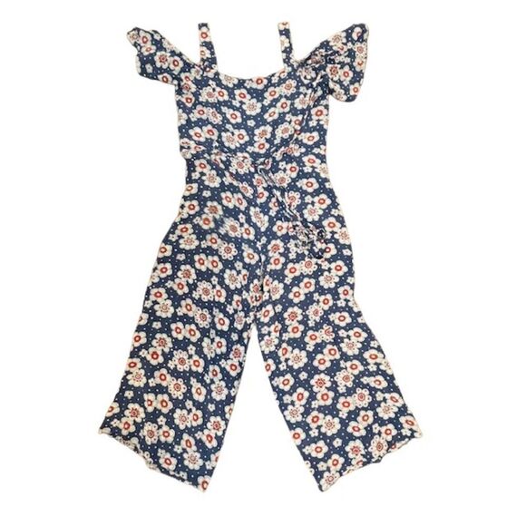 M.i.h. Jeans Silk Elodie All In One Jumpsuit Blue White Red Floral Size Medium - Picture 10 of 15